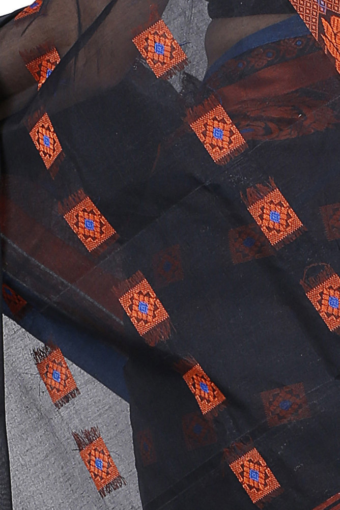 Black Pure Cotton Aloka Tant Saree (910)